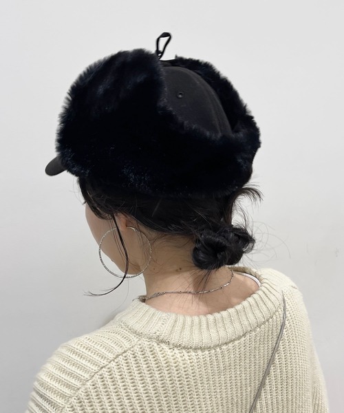 wee9s（ウィークス）の「2way flight cap / ツーウェイフライトキャップ（キャップ・レディース・ブラック/ベージュ・FREE）」の5枚目の写真