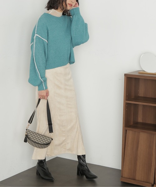 FREE'S MART（フリーズマート）の「【Sシリーズ対応】フェイクスウェードマーメイドスカート（スカート・レディース・カーキ/モカ/オフホワイト・X-SMALL/SMALL/MEDIUM）」の4枚目の写真