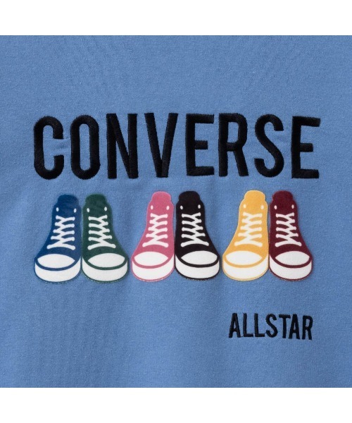 CONVERSE(コンバース)の「CONVERSE コンバース 裏起毛シューズフロッキートレーナー(スウェット・レディース・オートミール/ブルー系/ブラック・L/M)」の11枚目の写真