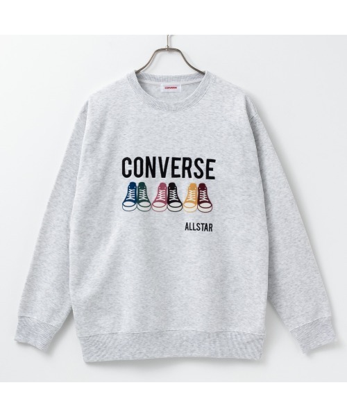 CONVERSE(コンバース)の「CONVERSE コンバース 裏起毛シューズフロッキートレーナー(スウェット・レディース・オートミール/ブルー系/ブラック・L/M)」の12枚目の写真