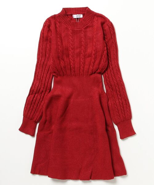 Miniministore(ミニミニストア)の「ケーブル編みニットミニワンピース 韓国風(ワンピース・レディース・ブラウン/ワインレッド/ブラック/クリーム・フリー)」の16枚目の写真