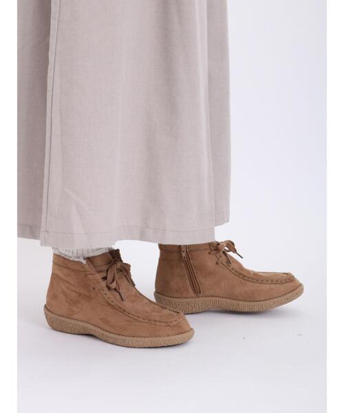 Samansa Mos2（サマンサ モスモス）の「中ボアモカシンブーツ（ドレスシューズ・レディース・ベージュ/ブラウン・M/L）」の6枚目の写真