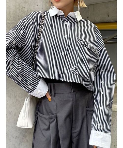 MURUA（ムルーア）の「3Dポケットクロップトシャツ（シャツ/ブラウス・レディース・ホワイト/その他/その他2/イエロー・FREE）」の4枚目の写真