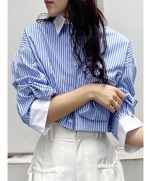 MURUA（ムルーア）の「3Dポケットクロップトシャツ（シャツ/ブラウス・レディース・ホワイト/その他/その他2/イエロー・FREE）」の3枚目の写真