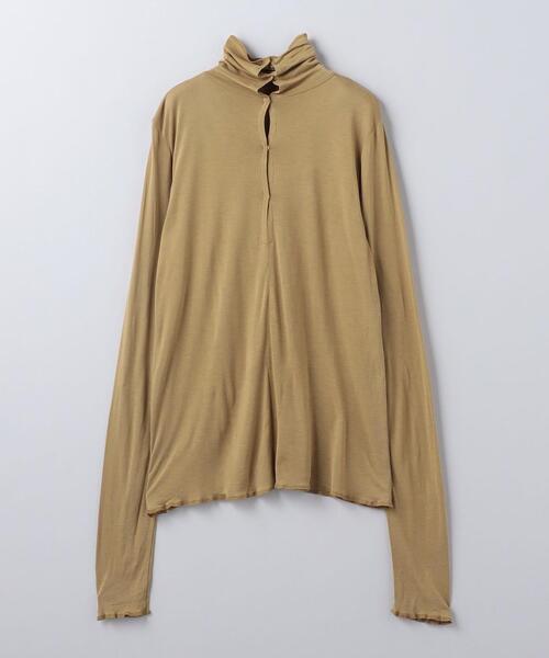 roku 6 ロク タートルネック  ライム 6（ロク）の「＜6(ROKU)＞レーヨン テンジク タートルネック（Tシャツ