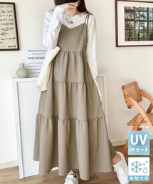 【UVカット・接触冷感機能】大人ガーリー。2wayティアードキャミワンピース
