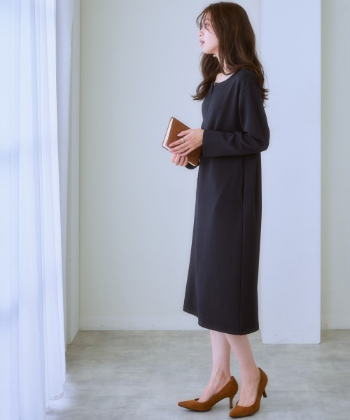7days Life Styling（セブンデイズライフスタイリング）の「【裏側起毛であったか】パール調アクセ付ワンピース（ワンピース・レディース・杢グレー/ブラック・LL/M/L/S）」の3枚目の写真