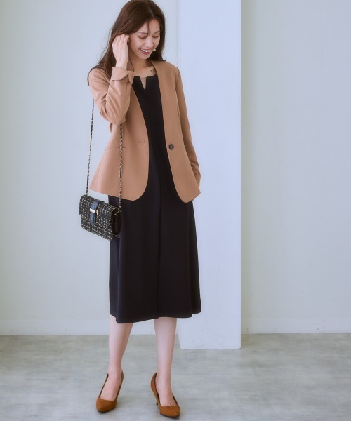 7days Life Styling（セブンデイズライフスタイリング）の「【裏側起毛であったか】パール調アクセ付ワンピース（ワンピース・レディース・杢グレー/ブラック・LL/M/L/S）」の5枚目の写真