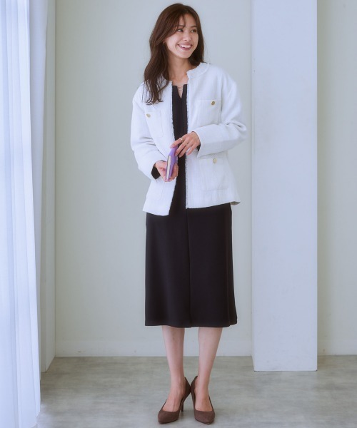 7days Life Styling（セブンデイズライフスタイリング）の「【裏側起毛であったか】パール調アクセ付ワンピース（ワンピース・レディース・杢グレー/ブラック・LL/M/L/S）」の6枚目の写真