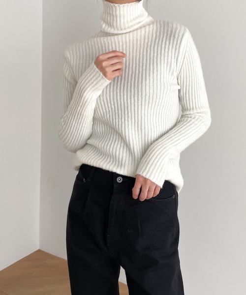 かのん様　キャナルジーン arc(アーク) メリノウールリブタートルニット CANAL JEAN（キャナルジーン）の「El mar アルパカ混リブタートル