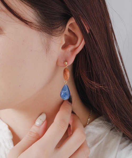 BIRTHDAY BAR(バースデイバー)の「Marble Drop Pierce(ピアス(両耳用)・レディース・アイボリー/ブラウン・フリー)」の5枚目の写真