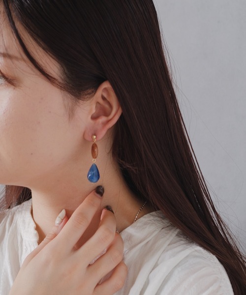 BIRTHDAY BAR(バースデイバー)の「Marble Drop Pierce(ピアス(両耳用)・レディース・アイボリー/ブラウン・フリー)」の6枚目の写真