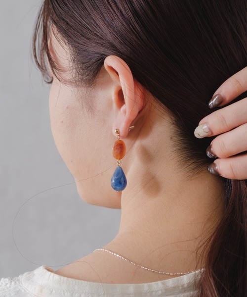 BIRTHDAY BAR(バースデイバー)の「Marble Drop Pierce(ピアス(両耳用)・レディース・アイボリー/ブラウン・フリー)」の8枚目の写真