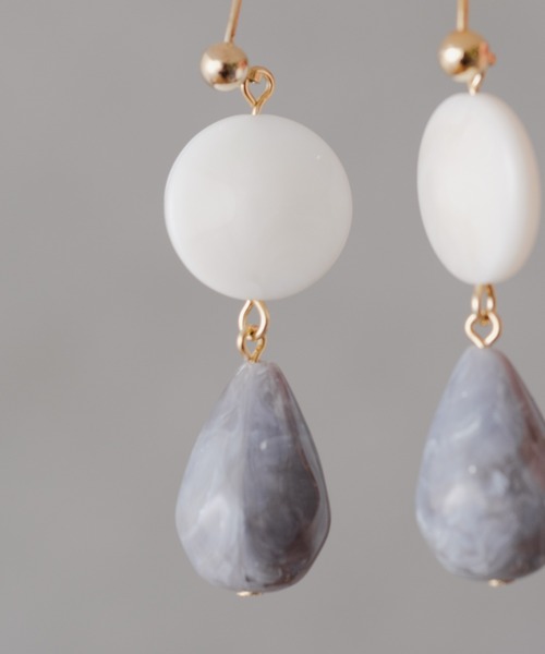 BIRTHDAY BAR(バースデイバー)の「Marble Drop Pierce(ピアス(両耳用)・レディース・アイボリー/ブラウン・フリー)」の7枚目の写真