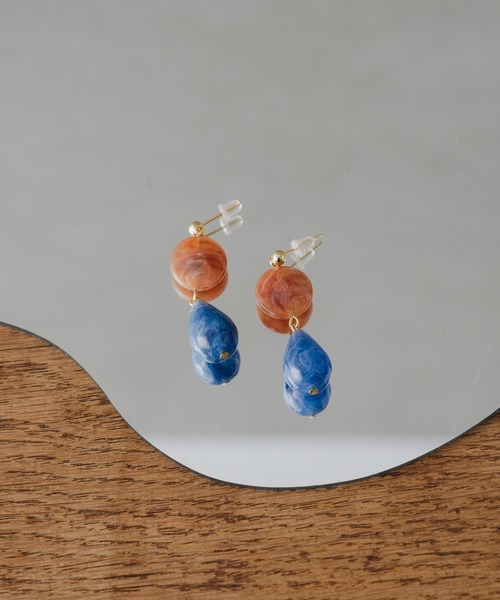 BIRTHDAY BAR(バースデイバー)の「Marble Drop Pierce(ピアス(両耳用)・レディース・アイボリー/ブラウン・フリー)」の9枚目の写真