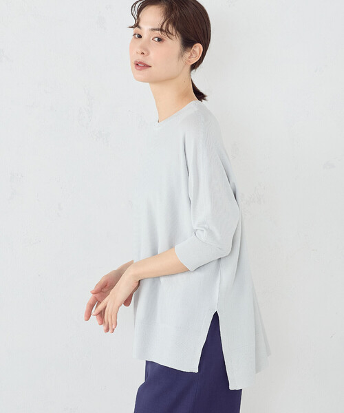 COMME CA ISM(コムサイズム)の「ドルマンニット(ニット/セーター・レディース・サックスブルー/ネイビー/ベージュ/イエロー・FREE)」の14枚目の写真