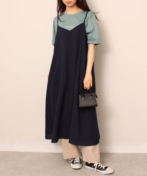 leswel（レスウェル）の「【L～5L 大きいサイズ】Aライン キャミ ワンピース ロング丈 ジャンスカ（ワンピース・レディース・カーキ/ネイビー・5L/4L/3L/LL/L）」の2枚目の写真