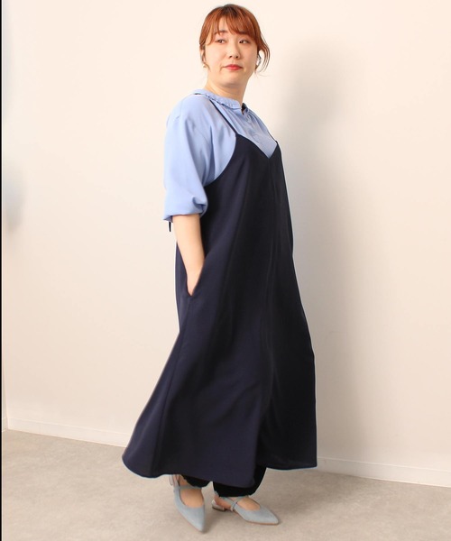 leswel（レスウェル）の「【L～5L 大きいサイズ】Aライン キャミ ワンピース ロング丈 ジャンスカ（ワンピース・レディース・カーキ/ネイビー・5L/4L/3L/LL/L）」の5枚目の写真