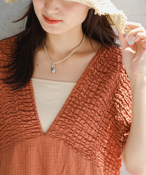 Kastane（カスタネ）の「【2サイズ展開/低身長サイズ/前後2WAY/裏地付き】ギャザーオールインワン（つなぎ/オールインワン・レディース・アイボリー/ブラック/ブラウン・0/1）」の9枚目の写真