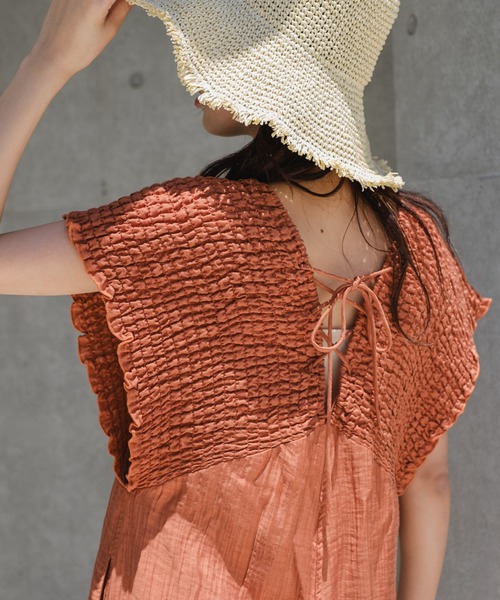 Kastane（カスタネ）の「【2サイズ展開/低身長サイズ/前後2WAY/裏地付き】ギャザーオールインワン（つなぎ/オールインワン・レディース・アイボリー/ブラック/ブラウン・0/1）」の11枚目の写真