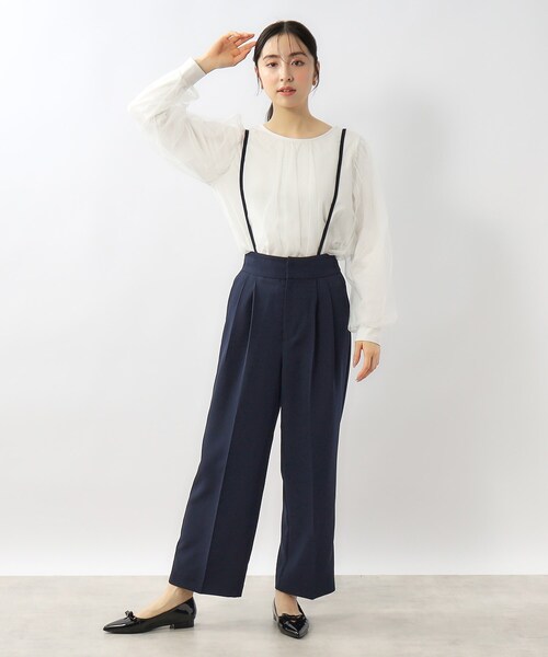 index(インデックス)の「◆2way サスペンダータックワイドパンツ【ストレッチ/イージーケア/洗濯機洗い可】(その他パンツ・レディース・チャコールグレー/ネイビー/ナチュラル・36/42/40/38)」の3枚目の写真