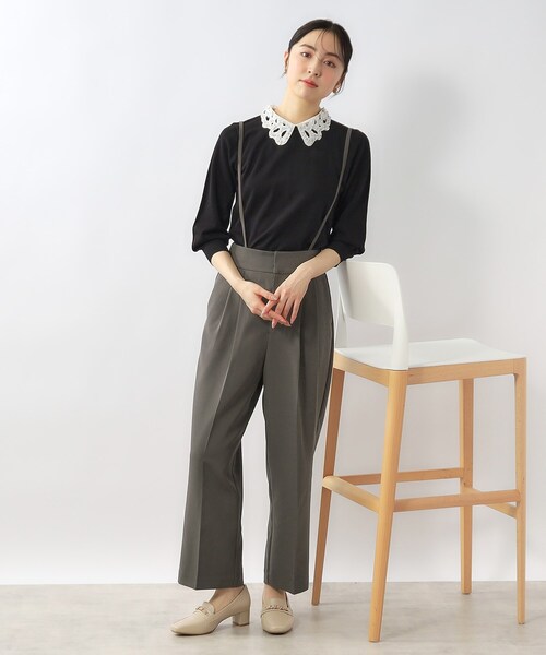 index(インデックス)の「◆2way サスペンダータックワイドパンツ【ストレッチ/イージーケア/洗濯機洗い可】(その他パンツ・レディース・チャコールグレー/ネイビー/ナチュラル・36/42/40/38)」の16枚目の写真