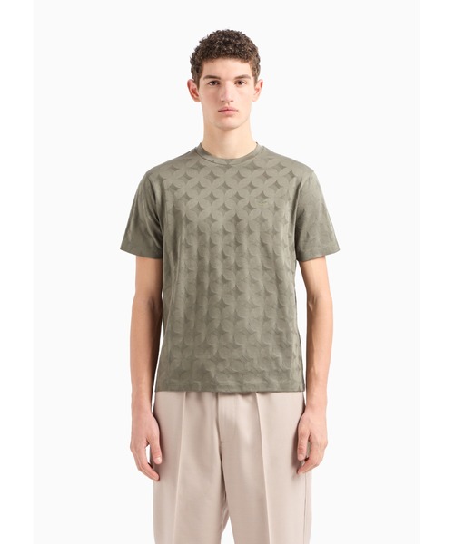 EMPORIO ARMANI（エンポリオアルマーニ）の「【エンポリオ アルマーニ】Tシャツ ジャージー オールオーバージャカードグラフィックデザインモチーフ（Tシャツ/カットソー・メンズ・シルバーグレー/カーキ・LARGE/MEDIUM/SMALL）」の2枚目の写真