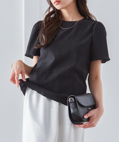 RANAN(ラナン)の「ギンガムチェック楊柳Tシャツ(Tシャツ/カットソー・レディース・ブラック系その他/ライトグレー/ピンク/ベージュ/ブラック・M/LL/L)」の10枚目の写真