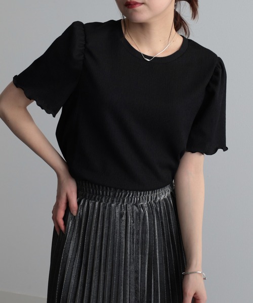 RANAN(ラナン)の「ギンガムチェック楊柳Tシャツ(Tシャツ/カットソー・レディース・ブラック系その他/ライトグレー/ピンク/ベージュ/ブラック・M/LL/L)」の15枚目の写真