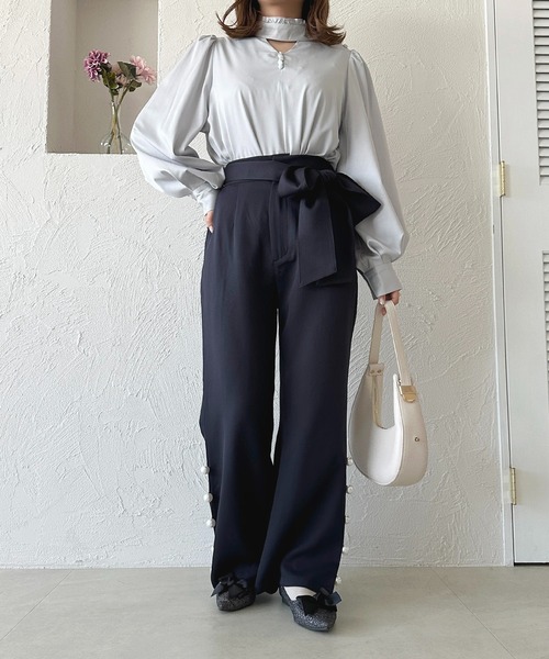 apres jour(アプレジュール)の「リボンベルトフレアパンツ【ZOZOTOWN限定アイテム】(その他パンツ・レディース・ネイビー/サックスブルー/ブラック・SMALL/X-LARGE/MEDIUM)」の9枚目の写真