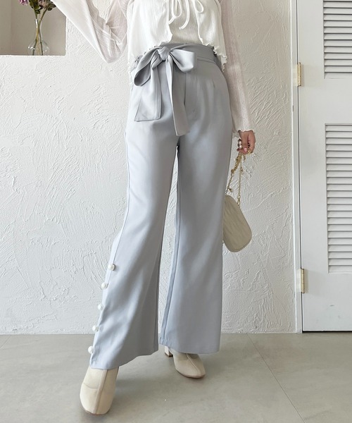 apres jour(アプレジュール)の「リボンベルトフレアパンツ【ZOZOTOWN限定アイテム】(その他パンツ・レディース・ネイビー/サックスブルー/ブラック・SMALL/X-LARGE/MEDIUM)」の6枚目の写真