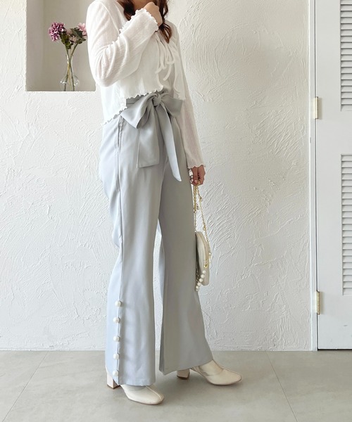 apres jour(アプレジュール)の「リボンベルトフレアパンツ【ZOZOTOWN限定アイテム】(その他パンツ・レディース・ネイビー/サックスブルー/ブラック・SMALL/X-LARGE/MEDIUM)」の4枚目の写真