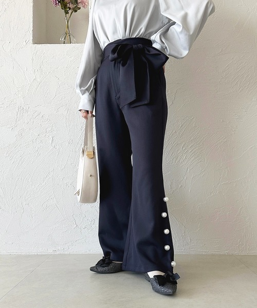 apres jour(アプレジュール)の「リボンベルトフレアパンツ【ZOZOTOWN限定アイテム】(その他パンツ・レディース・ネイビー/サックスブルー/ブラック・SMALL/X-LARGE/MEDIUM)」の14枚目の写真