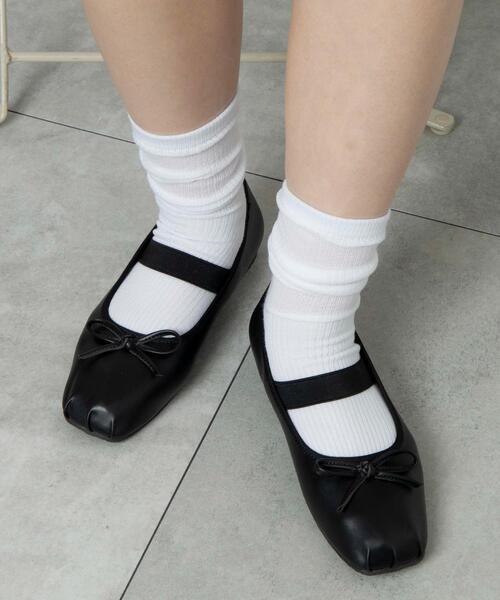 WEGO（ウィゴー）の「WEGO/ゆるリブクシュクシュソックス（ソックス/靴下・レディース・ブラック/オフホワイト・23-25cm）」の3枚目の写真