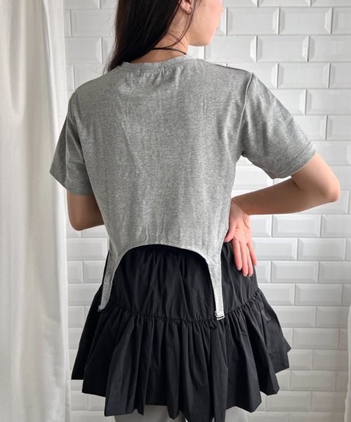 SOLLON.(ソルロン)の「ガーターショートTシャツ(Tシャツ/カットソー・レディース・ブラック/ホワイト/ライトブルー/グレー・FREE)」の14枚目の写真