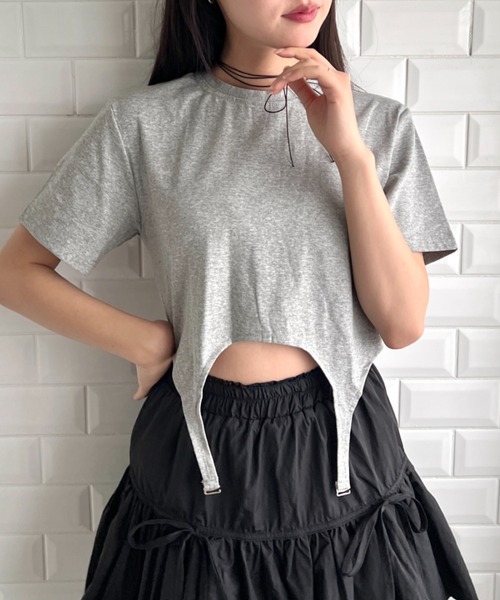 SOLLON.(ソルロン)の「ガーターショートTシャツ(Tシャツ/カットソー・レディース・ブラック/ホワイト/ライトブルー/グレー・FREE)」の11枚目の写真