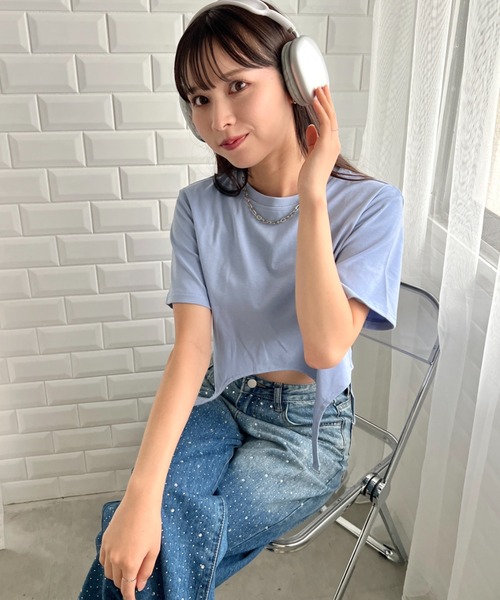 SOLLON.(ソルロン)の「ガーターショートTシャツ(Tシャツ/カットソー・レディース・ブラック/ホワイト/ライトブルー/グレー・FREE)」の18枚目の写真