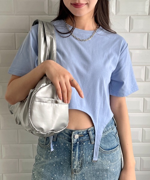 SOLLON.(ソルロン)の「ガーターショートTシャツ(Tシャツ/カットソー・レディース・ブラック/ホワイト/ライトブルー/グレー・FREE)」の16枚目の写真