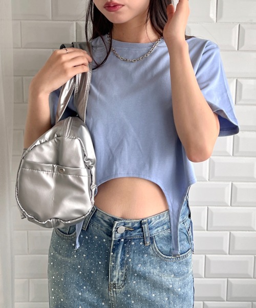 SOLLON.(ソルロン)の「ガーターショートTシャツ(Tシャツ/カットソー・レディース・ブラック/ホワイト/ライトブルー/グレー・FREE)」の17枚目の写真