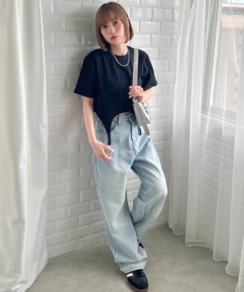 SOLLON.(ソルロン)の「ガーターショートTシャツ(Tシャツ/カットソー・レディース・ブラック/ホワイト/ライトブルー/グレー・FREE)」の10枚目の写真