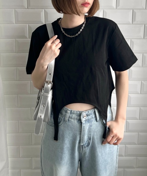 SOLLON.(ソルロン)の「ガーターショートTシャツ(Tシャツ/カットソー・レディース・ブラック/ホワイト/ライトブルー/グレー・FREE)」の8枚目の写真