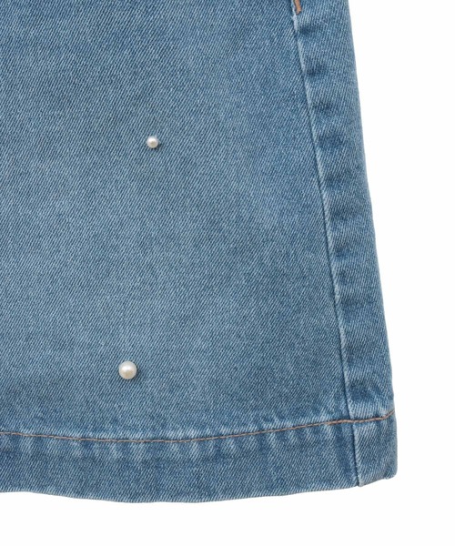 31 Sons de mode（トランテアン　ソン　ドゥ　モード）の「パール付きデニムミニスカート（デニムスカート・レディース・ブラック/サックスブルー・36/38）」の6枚目の写真