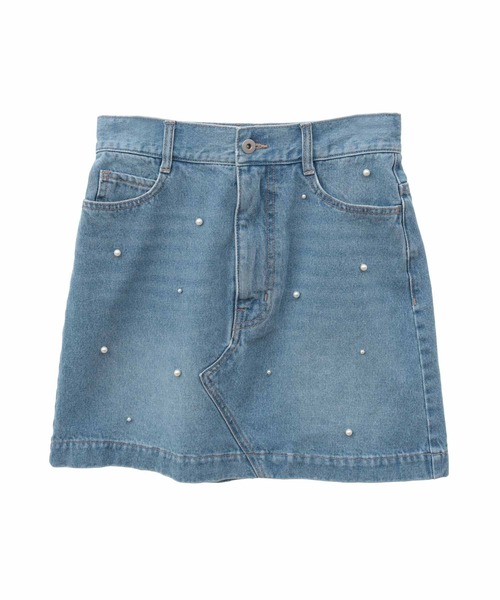 31 Sons de mode（トランテアン　ソン　ドゥ　モード）の「パール付きデニムミニスカート（デニムスカート・レディース・ブラック/サックスブルー・36/38）」の9枚目の写真