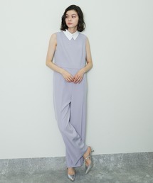 付け襟付きセミワイドオールインワンパンツドレス