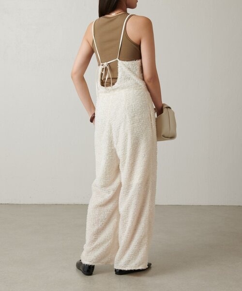 Lui's（ルイス）の「【全骨格◎/細見え】カットジャガードサロペット（その他パンツ・レディース・アイボリー/ブラック・FREE）」の5枚目の写真