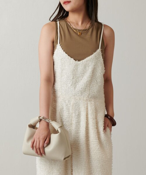 Lui's（ルイス）の「【全骨格◎/細見え】カットジャガードサロペット（その他パンツ・レディース・アイボリー/ブラック・FREE）」の6枚目の写真