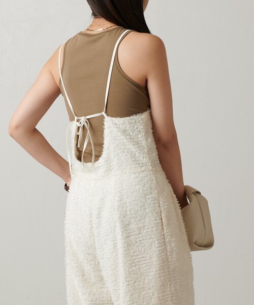 Lui's（ルイス）の「【全骨格◎/細見え】カットジャガードサロペット（その他パンツ・レディース・アイボリー/ブラック・FREE）」の7枚目の写真