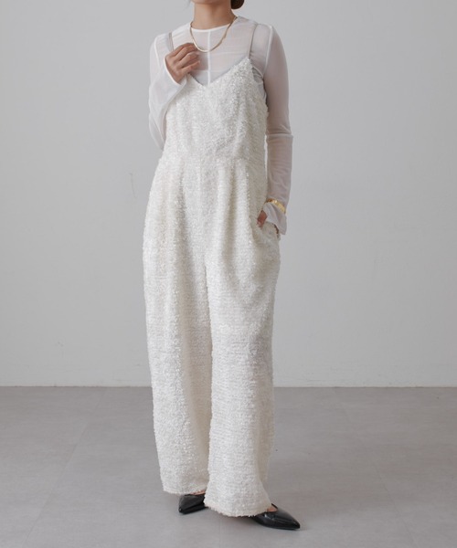 Lui's（ルイス）の「【全骨格◎/細見え】カットジャガードサロペット（その他パンツ・レディース・アイボリー/ブラック・FREE）」の14枚目の写真