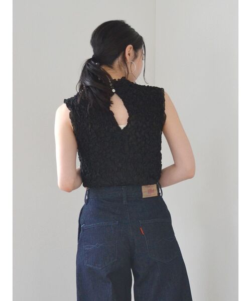 Ungrid - ungrid♡チェックノースリブラウス♡ Ungrid ブラウス シャツ ジャガードノースリブラウス レディース
