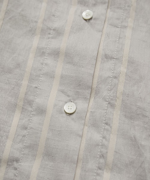 SALON adam et rope'（サロン アダム エ ロペ）の「ACAR麻混カフタンシャツワンピース　無地/ストライプ【洗える】（ワンピース・レディース・サックスブルー/ブラック・FREE）」の9枚目の写真